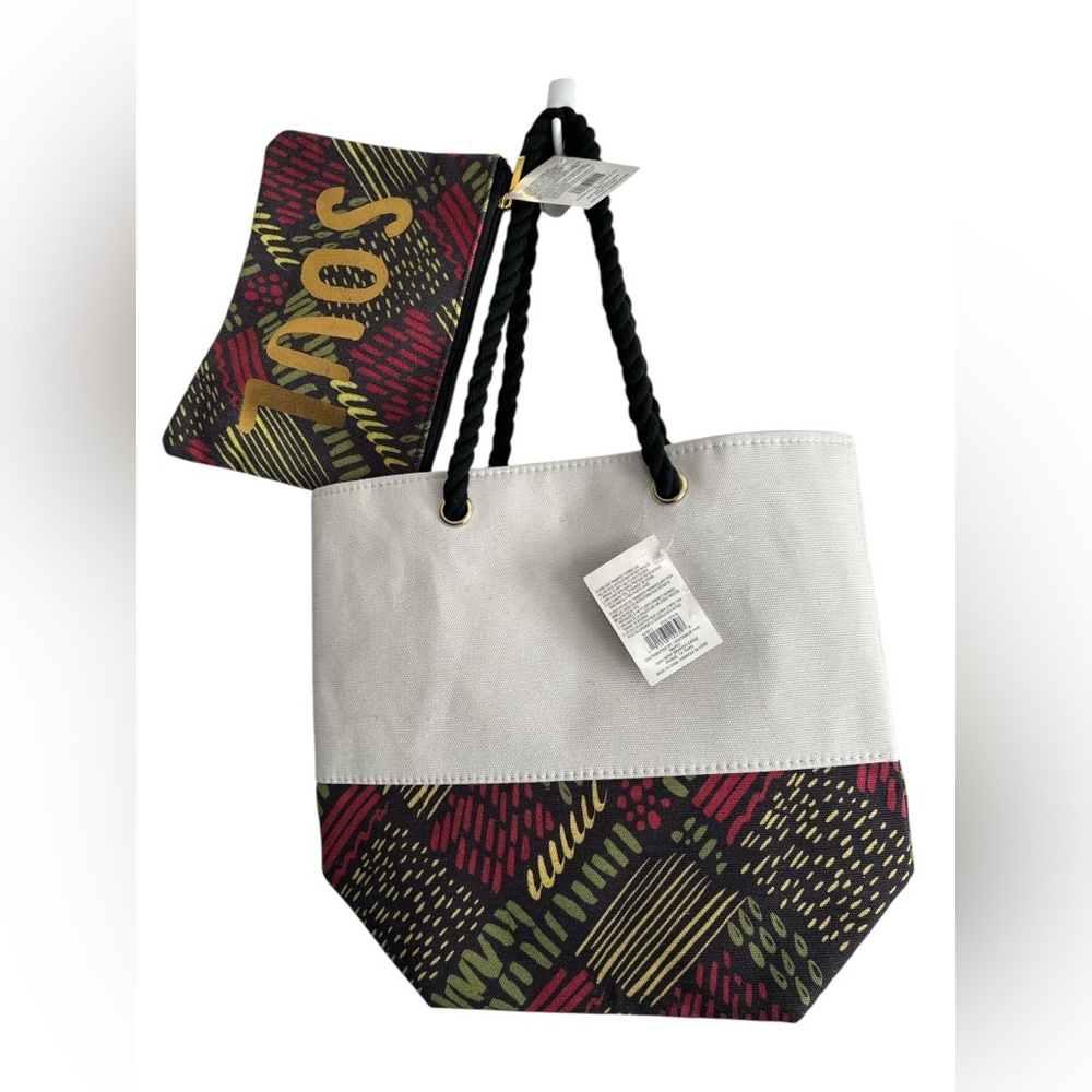NWT Black Heritage lined ready to embellish tote and cosmetic bag